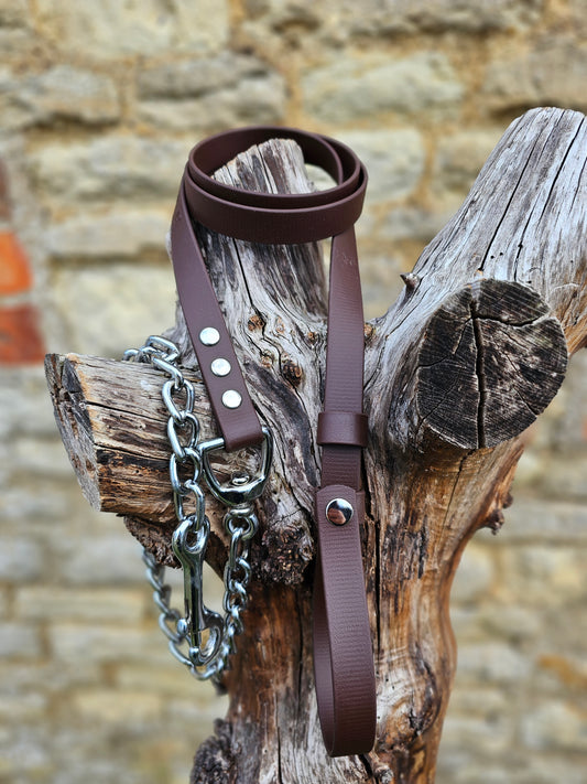 Dark Brown - Waterproof BioThane® Break-Away Lead Line with Chain
