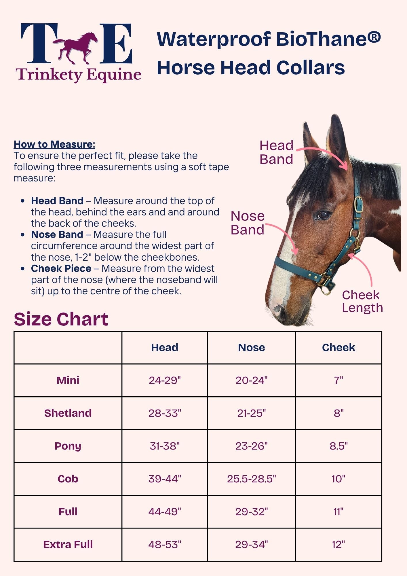 Design Your Own - BioThane® waterproof Horse Head Collar / Horse Halter