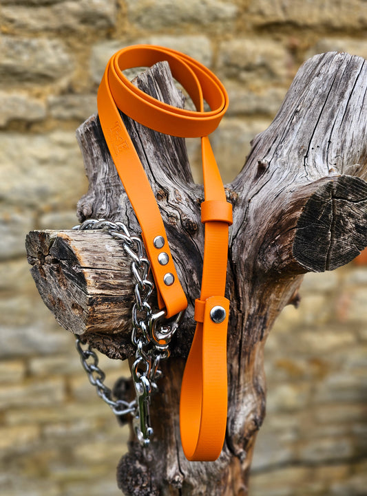 Burnt Orange - Waterproof BioThane® Break-Away Lead Line with Chain