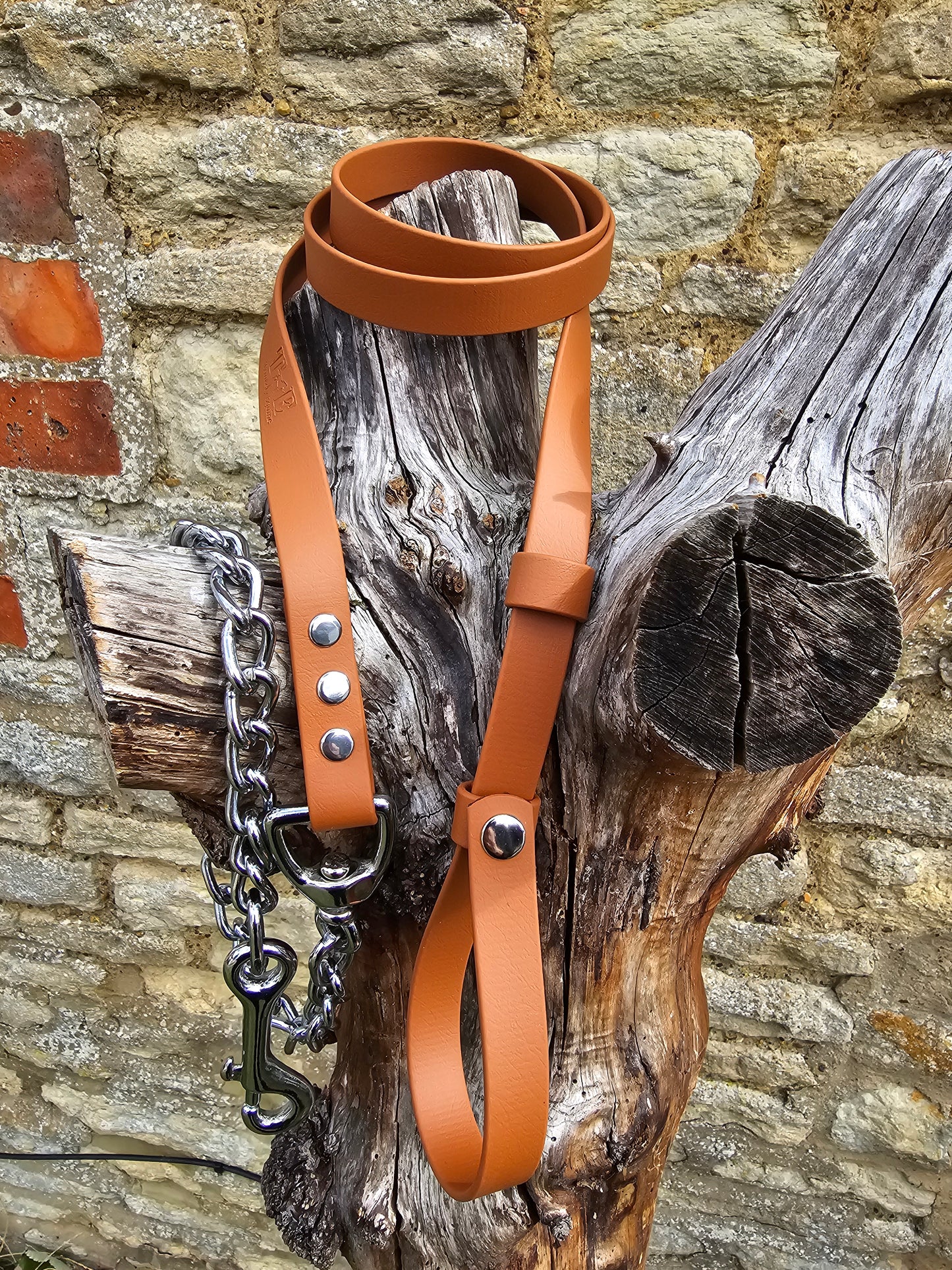 Tan - Waterproof BioThane® Break-Away Lead Line with Chain