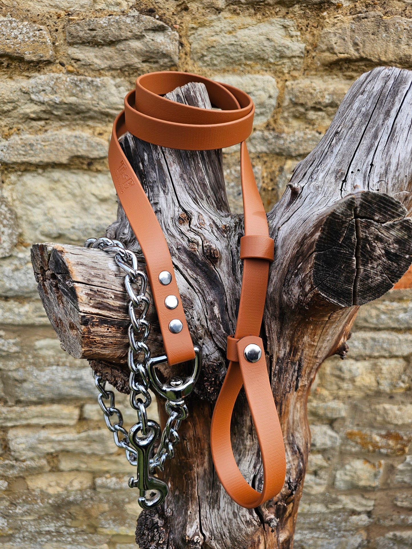 Tan - Waterproof BioThane® Break-Away Lead Line with Chain