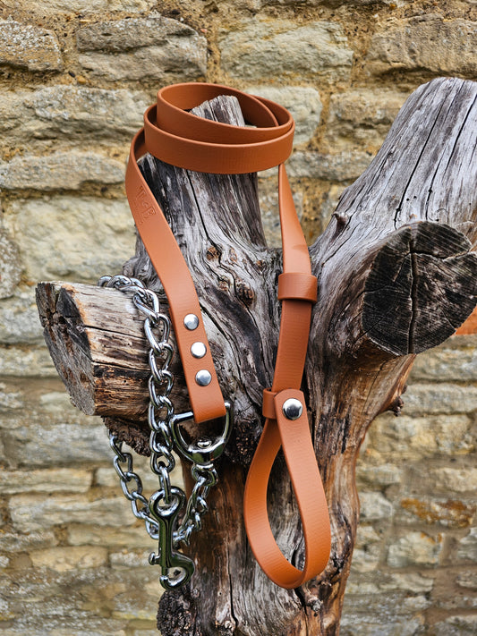 Tan - Waterproof BioThane® Break-Away Lead Line with Chain