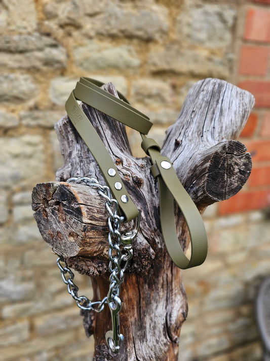 Olive - Waterproof BioThane® Break-Away Lead Line with Chain