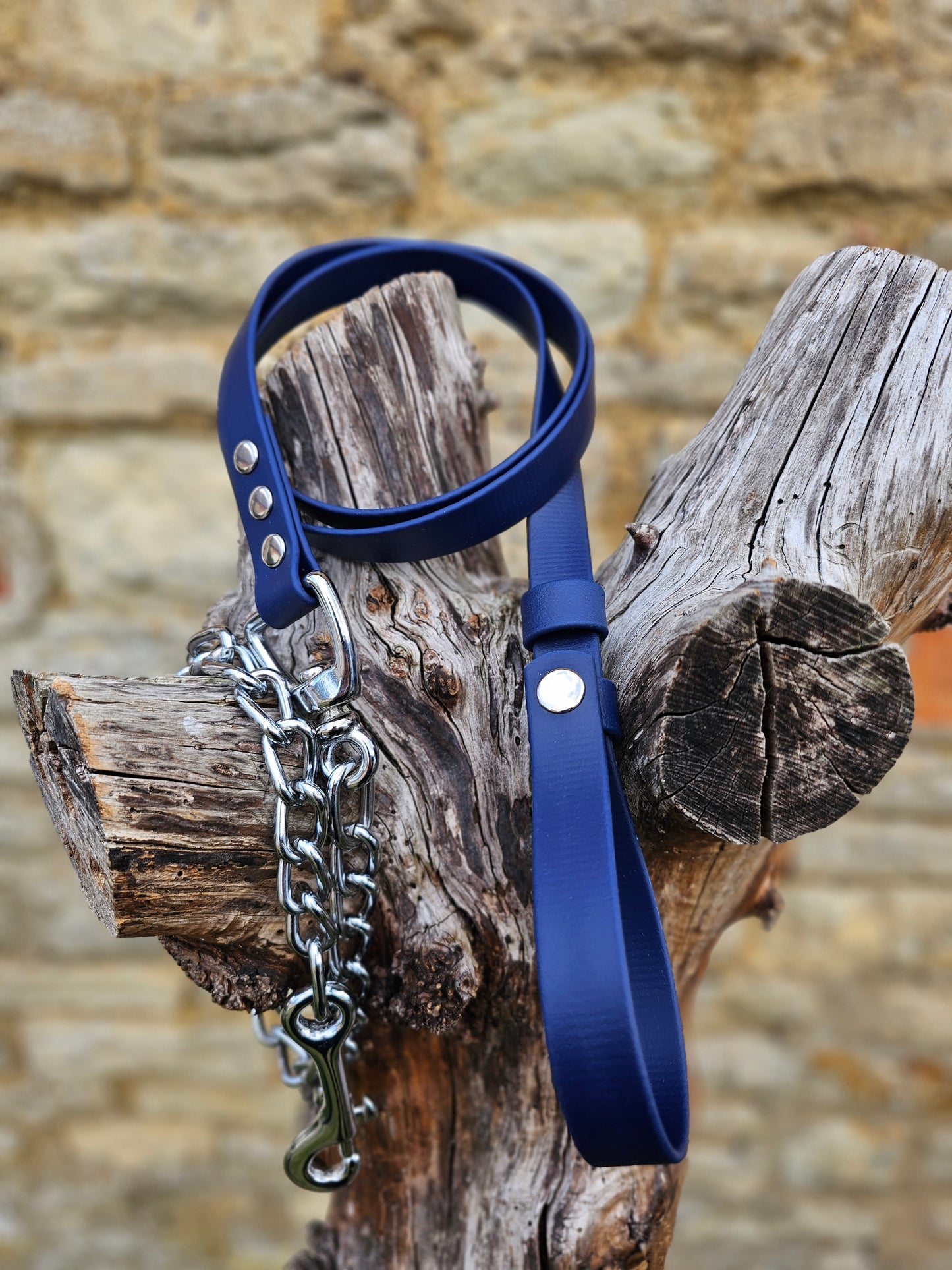 Navy - Waterproof BioThane® Break-Away Lead Line with Chain