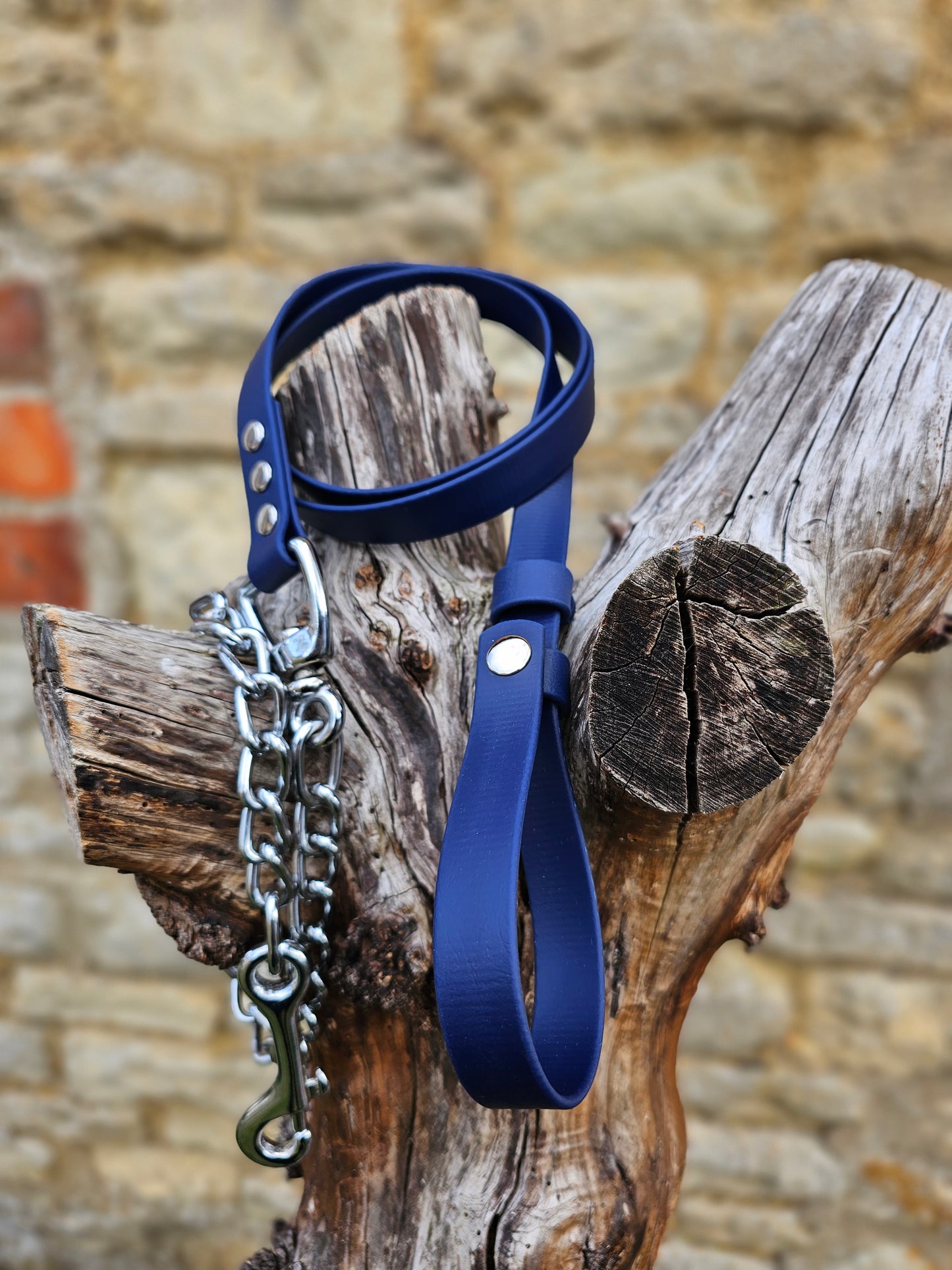 Navy - Waterproof BioThane® Break-Away Lead Line with Chain