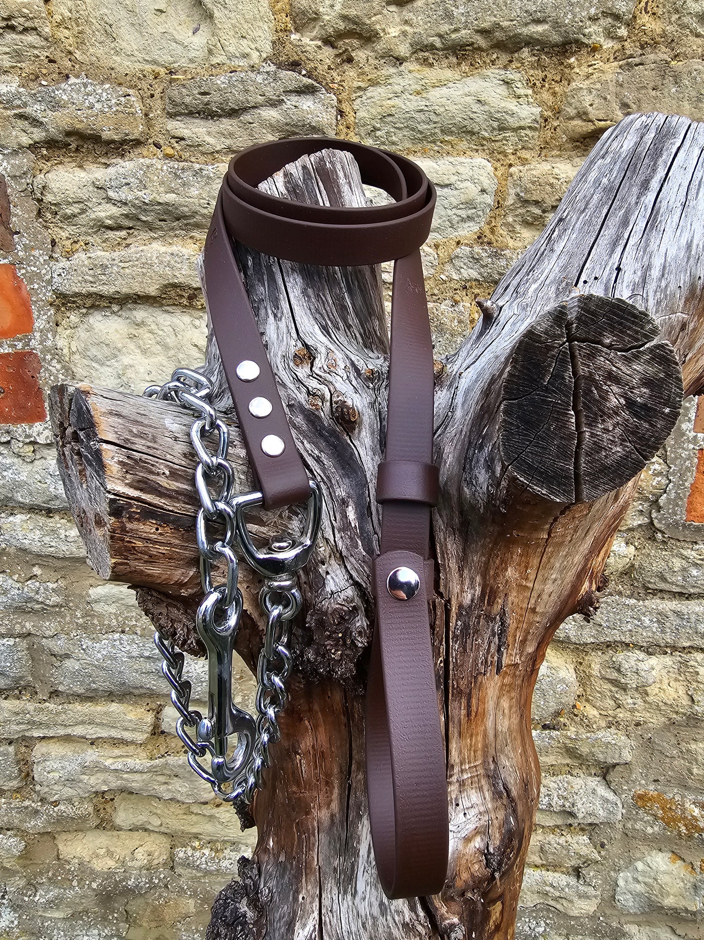 Dark Brown - Waterproof BioThane® Break-Away Lead Line with Chain