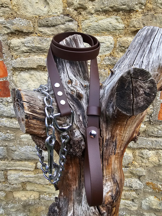 Dark Brown - Waterproof BioThane® Break-Away Lead Line with Chain