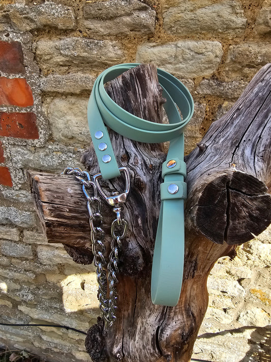 Sage - Waterproof BioThane® Break-Away Lead Line with Chain