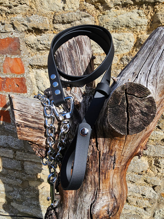 Black - Waterproof BioThane® Break-Away Lead Line with Chain